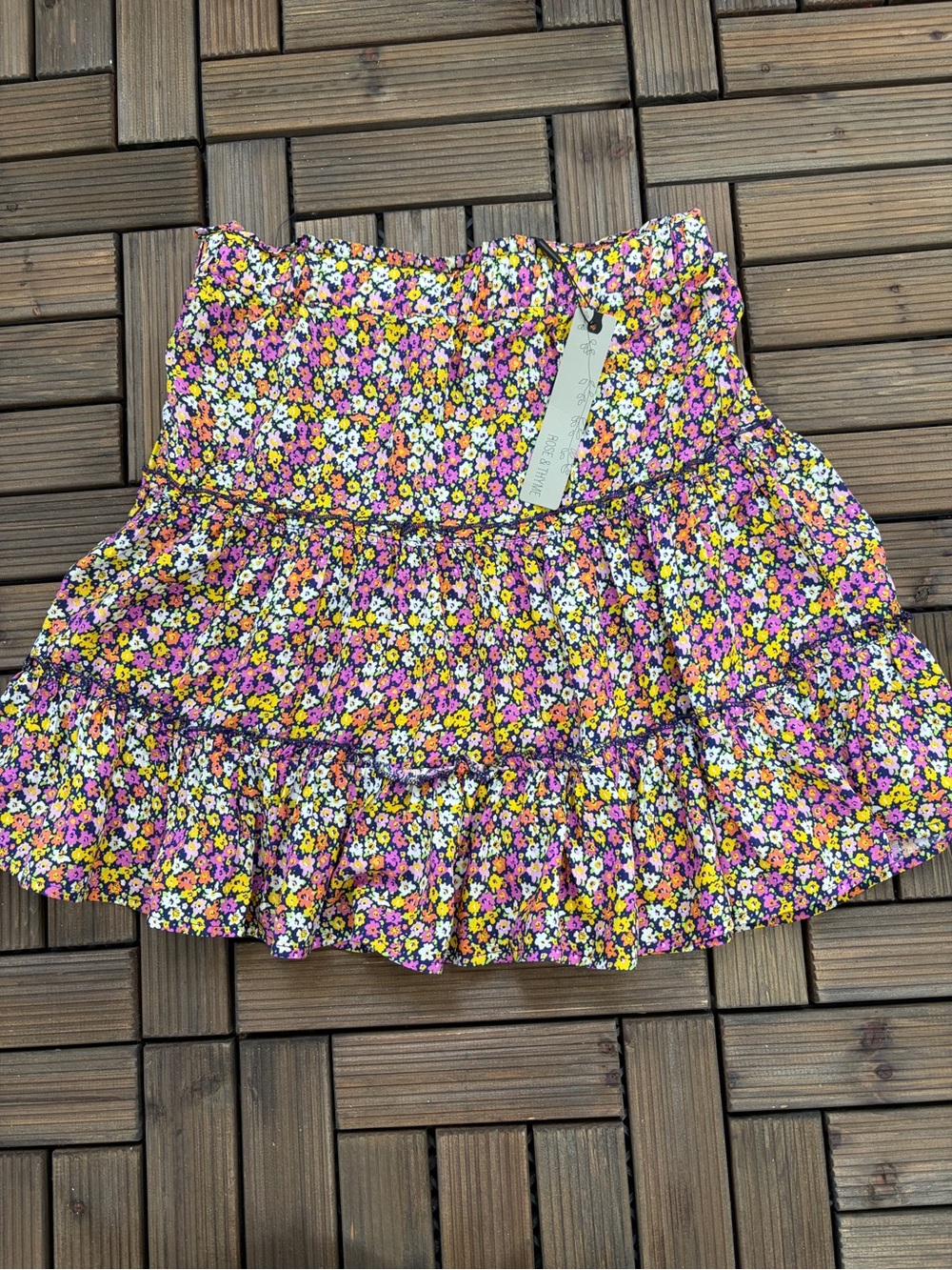 Floral Tiered Ruffle Mini Skirt - Pink Multi